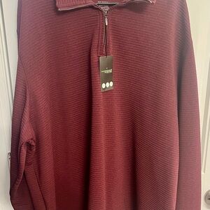 Haggar Burgundy Zip-Up Sweater for Men